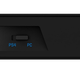 The dock from the side. USB output for charging the headset while wearing it, and a toggle for console and PC.